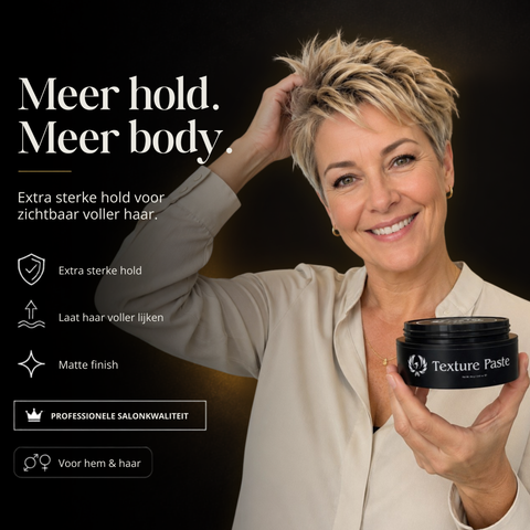 Texture Paste voor meer hold, body en zichtbaar voller haar. Matte finish met extra sterke hold voor korte kapsels, geschikt voor mannen en vrouwen.